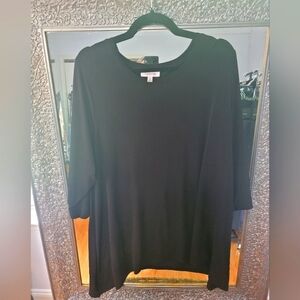 Calvin Klein 1X Black 3/4 Sleeve Hankerchief Bottom Top.